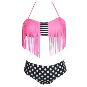 Pink and black Bikini