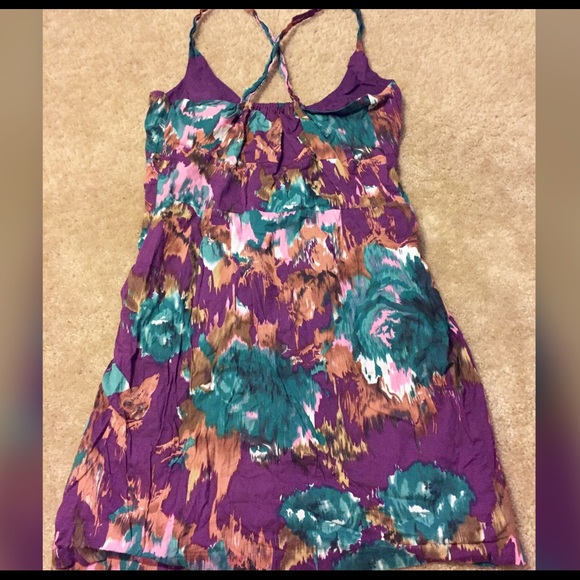 Pretty purple and green floral dress - Picture 3 of 4