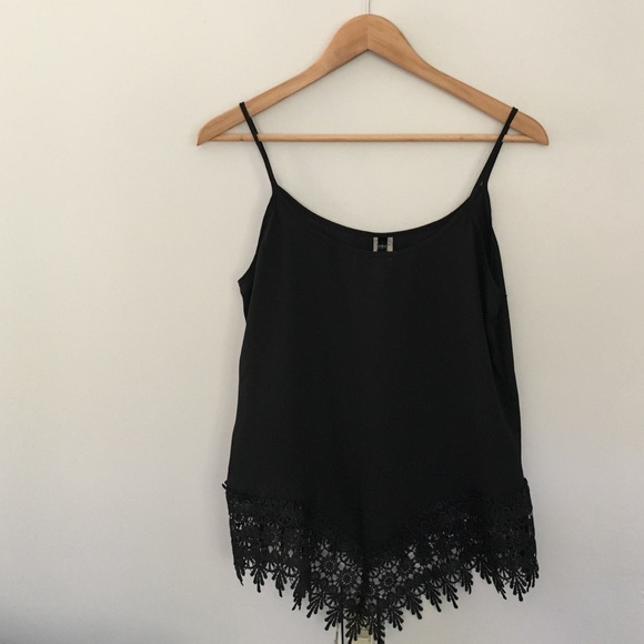 Black Tank with Lace Cutout on bottom