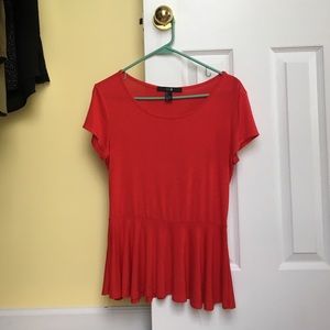 Solid Red peplum top