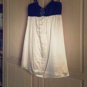 Blush and black cocktail dress