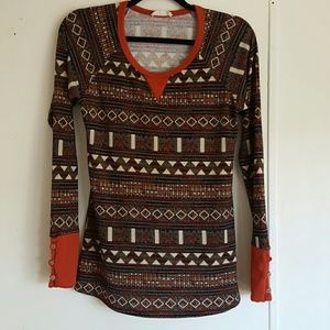 Three Bird Nest Aztec Print Henley