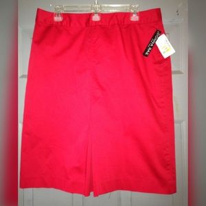 New Red front pleat midi skirt