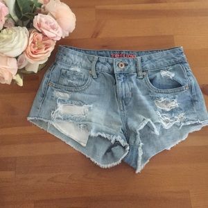 Ripped Denim Shorts