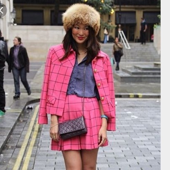 Anna Sui pink plaid jacket blazer wool