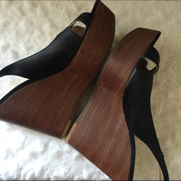 🎯Donated🎯Steve Madden Black Sauna Wedge Sling Back - Picture 2 of 4
