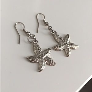 Silver starfish earrings