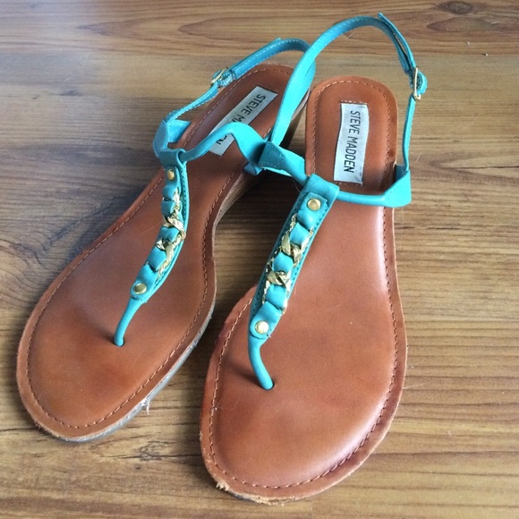 Turquoise wedge sandals - Picture 1 of 2
