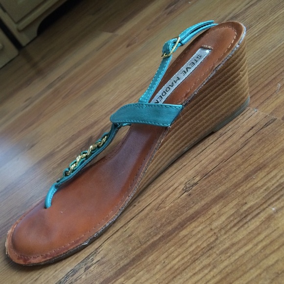 Turquoise wedge sandals - Picture 2 of 2