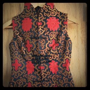 Oriental Floral Vest with high neck