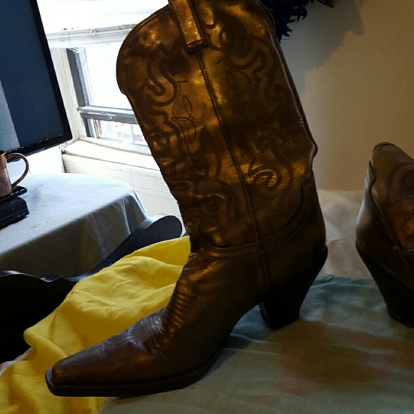 Vintage Bronze colored cowboy boots