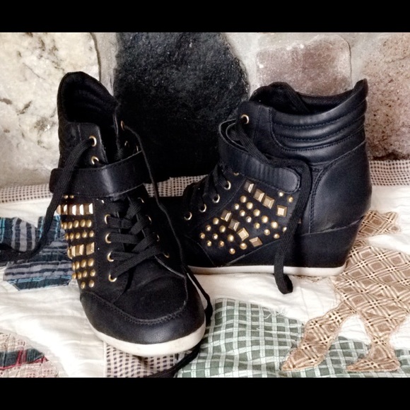 Black embellished sneakers