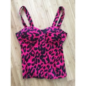 Pink Leopard Bustier Top