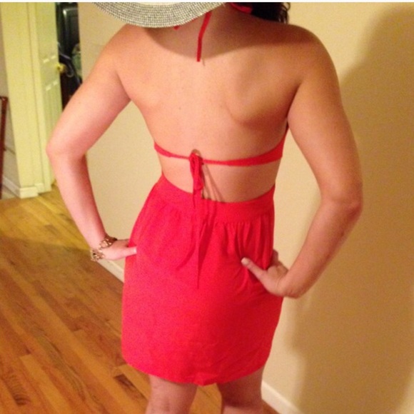 Ya los Angeles cut out dress coral