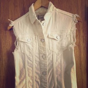 All Saints White Denim Waistcoat