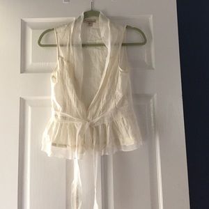 Cream Forever 21 boho embroidered vest