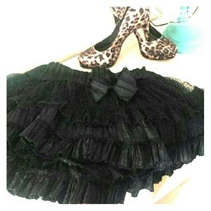 Black Frilly Tiered Skater Costume Skirt