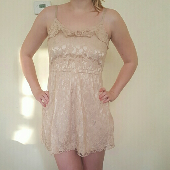 Blush colored lace dress