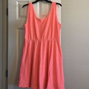 Neon Coral Fit and Flare Dress
