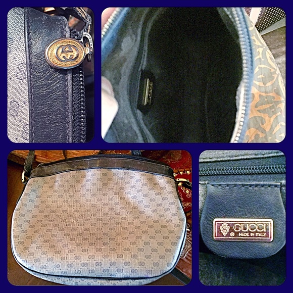 SOLD/BUNDLE! 🎉HP🎉🔷Gucci VTG Navy/Gray GG Bag🔷 - Picture 2 of 4
