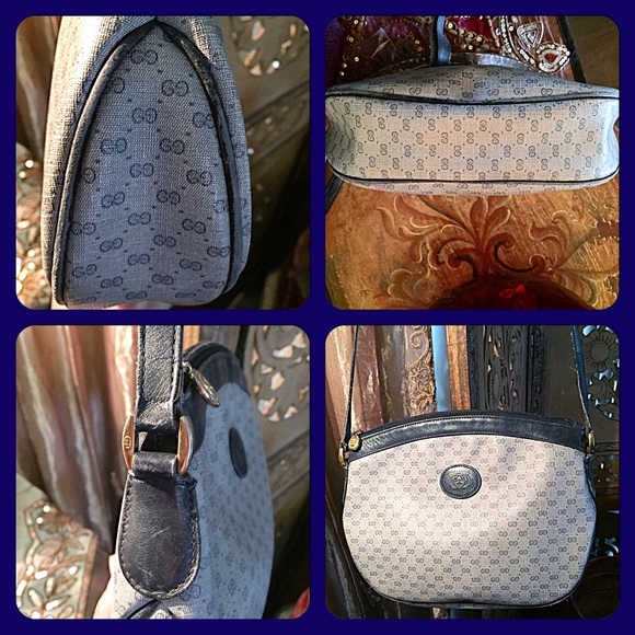 SOLD/BUNDLE! 🎉HP🎉🔷Gucci VTG Navy/Gray GG Bag🔷 - Picture 3 of 4