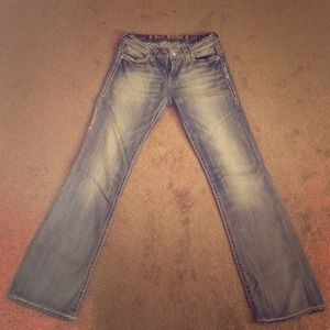Rock revival buckle flare jeans