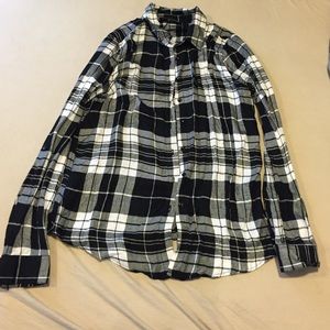 Black and white plaid button down flannel