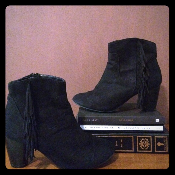 Black Fringe Booties