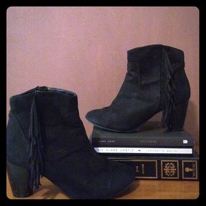 Black Fringe Booties
