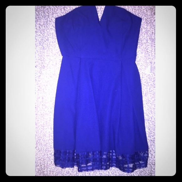 Royal blue strapless mini dress