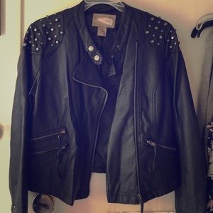 Faux leather jacket.