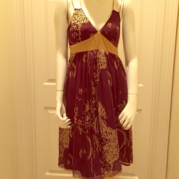 Mica brown / gold florals print  dress