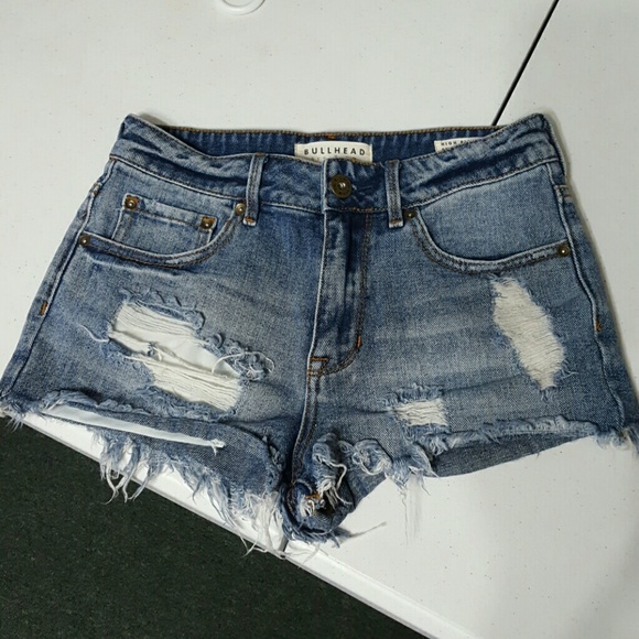 High waisted ripped jean shorts