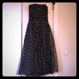 Shoshanna strapless black dress with silver detail