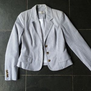 Seersucker light blue and white jacket.