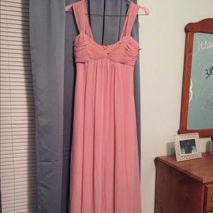 Ballet pink/floor length, chiffon bridesmaid dress