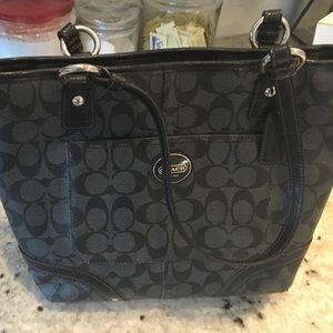 Black leather tote