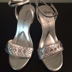WHBM Silver Bejeweled Wedges