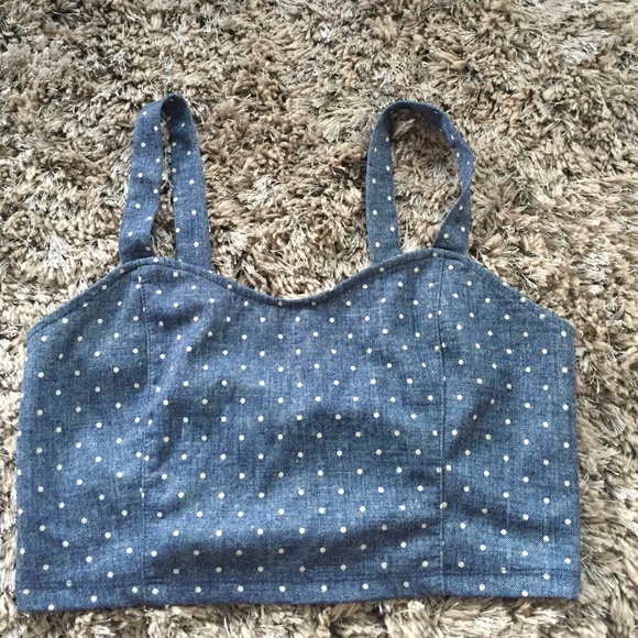 Faux denim crop top