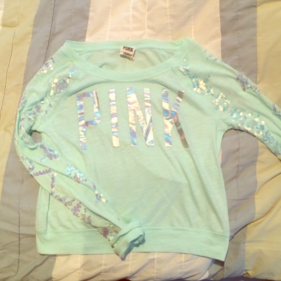 PINK Victoria's Secret Tops - Long sleeve sparkly tee shirt from PINK.