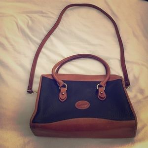 Vintage Dooney & Bourke Black/Tan Shoulder Satchel