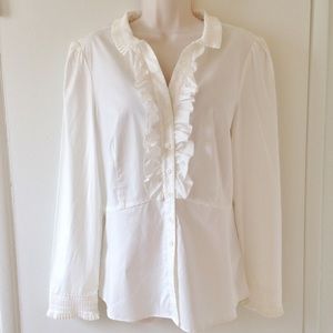 Emanuel Ungaro Cream-White Dress Shirt w/ Ruffles