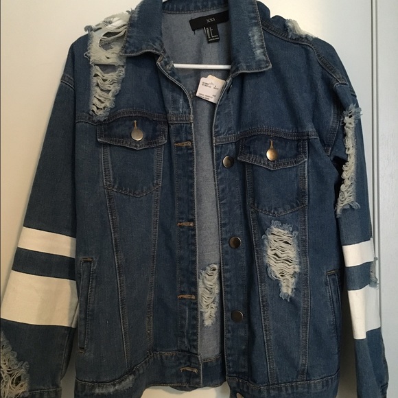 Distressed jean jacket