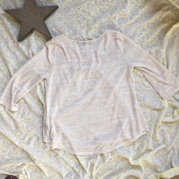 Cream 3/4 sleeve Tee - Picture 3 of 4