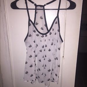 Angel fish design, see through, tank top.