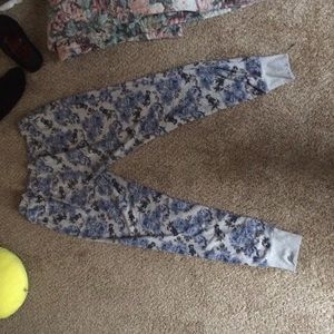 Blue and grey floral joggers