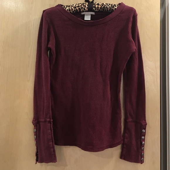 Burgundy thermal with free people like cuffs