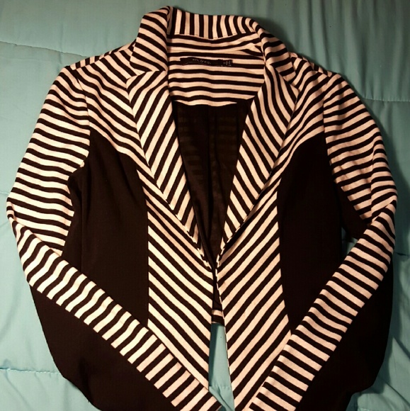 Black and white striped blazer