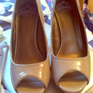 Nude fergalicious peeptoe pumps