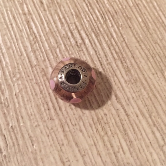 Authentic Pandora Pink Flower Glass Charm - Picture 2 of 2